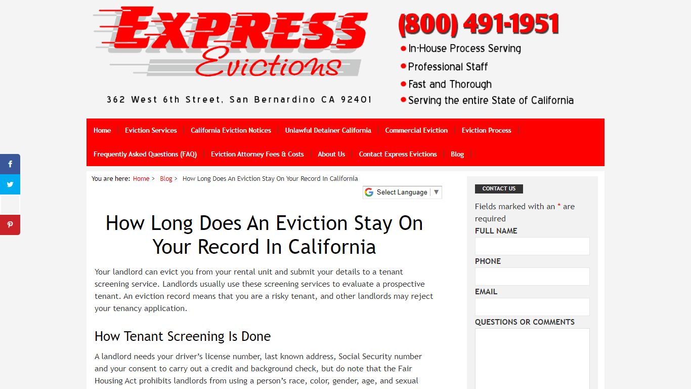 How Long Does An Eviction Stay On Your Record In California